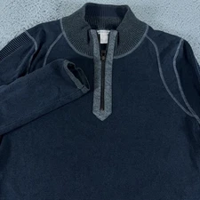 Carbon 2 Cobalt Sweater Mens Large Navy 1/4 Zip Pullover Golf Outdoor Cotton