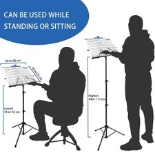 Music Stand 2 in 1 Dual-Use Folding Sheet Music Stand Holder Lightweight Portabl