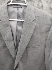 Lauren Ralph Lauren Sport Coat Mens 44R Gray Silk Wool Check Blazer Classic Fit