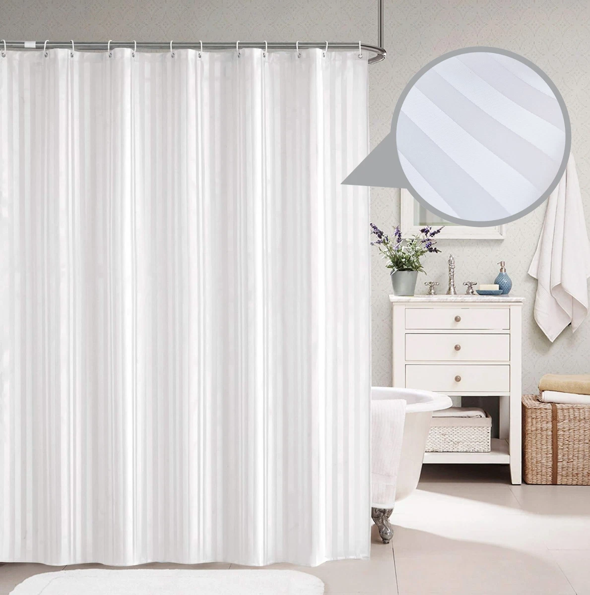 ZGDPBYF Tenda Da Doccia In Tessuto Verde E Bianco A Righe – 180x180 Cm, Impermeabile, Con 12 Ganci Inclusi, Decorazione Bagno Moderna