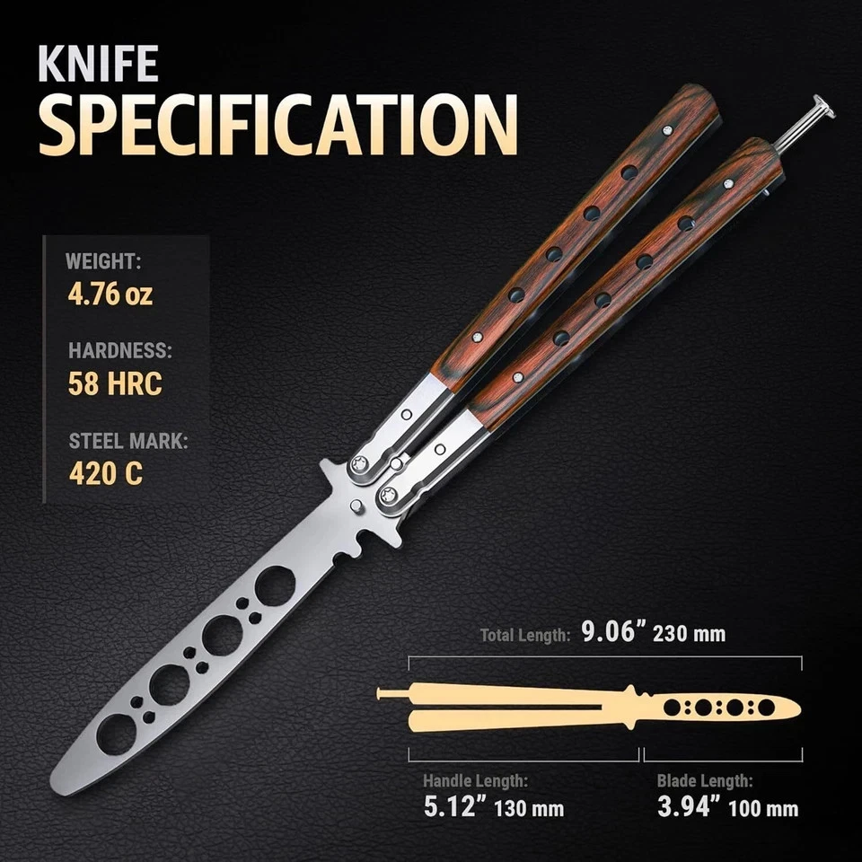 Faca de treinamento borboleta maçante Balisong Trainer prática NÃO lâmina afiada - Imagem 3 de 4
