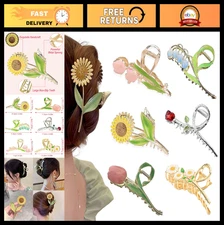 Cute Large Flower Hair Claw Clips - 6 Pcs Non-Slip Barrettes for Thick & Curly H
