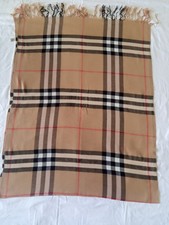 BURBERRY Classic Check Lambswool Cashmere Scarf Shawl Wrap  Authentic 