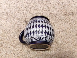 Vintage West German Beer Stein Lidded Ceramic Stoneware DBGM 85 Cobalt Blue 20