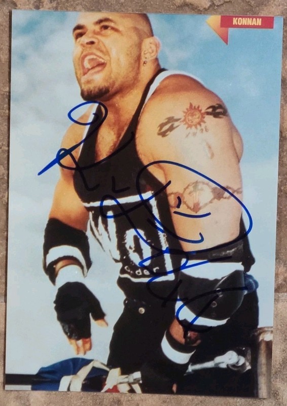 KONNAN signed 5 X 7 PHOTO WCW AAA ECW WWE WWF TNA pro wrestling lucha libre