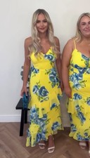 BNWT Quiz floral chiffon frill maxi dress yellow size 10