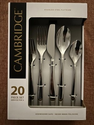 Cambridge Flatware 20 Piece Set Service for 4 Ross Kinley Mirror New in Box