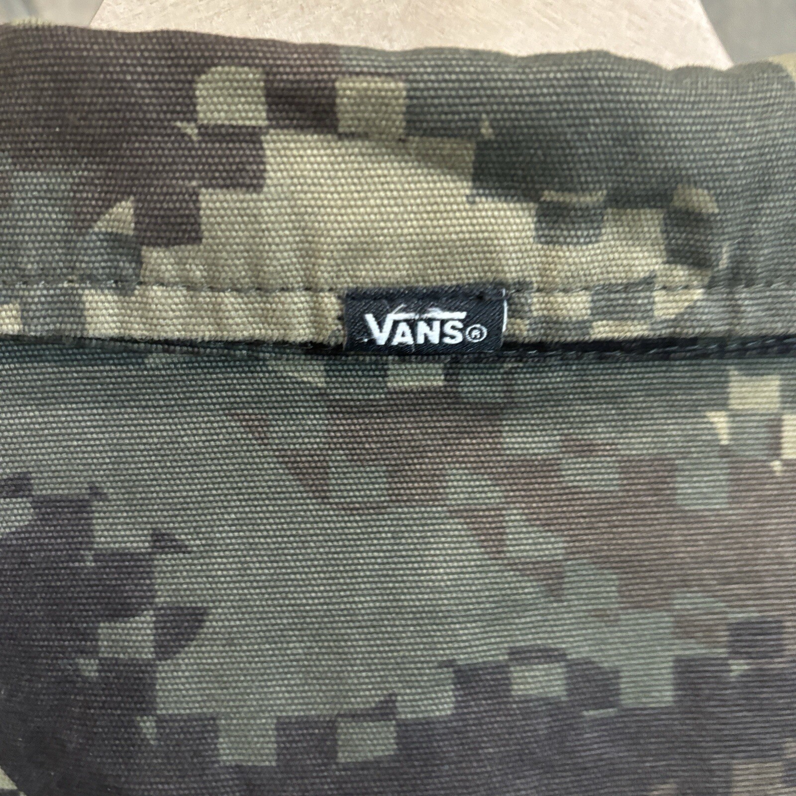 Vans Jacket Mens Medium Green Brown Digital Camo Canvas Snap Skater thumbnail 8