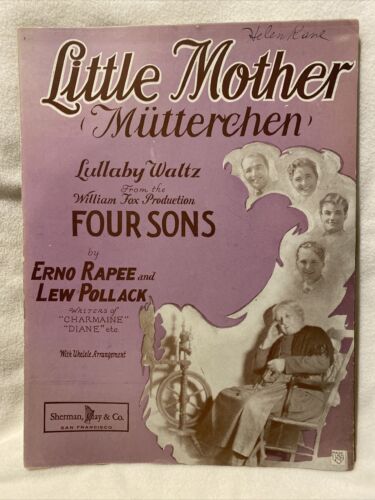 1928 LITTLE MOTHER Sheet Music FOUR SONS by Erno Rapee, Lew Pollack - Picture 3 of 5