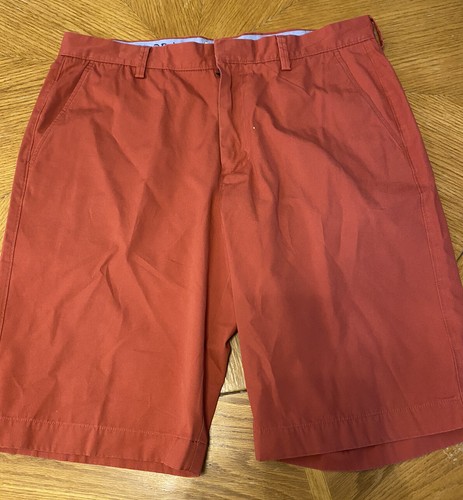 J. Crew Men's Burnt Orange 100% Cotton Khaki Chinos Shorts Size 35 Flat front