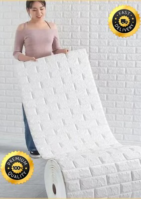 2Pcs of 70cmx2m 3D Soft Foam Brick Wallpaper Self-Adhesive Wall Panel Decoration