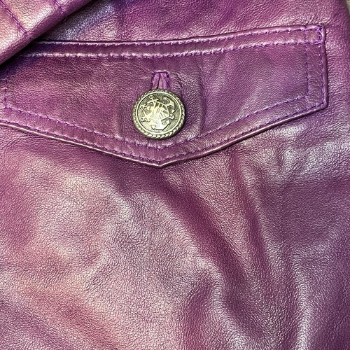 Carrie Hoxton Purple Leather Military Jacket “Valor” Style 8976 Sz 18 UK (14 US) - Picture 5 of 18