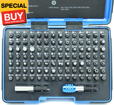 100 Piece Impact Ready Security Bits Screwdriver Set Kit with 2 Quick Chucks and