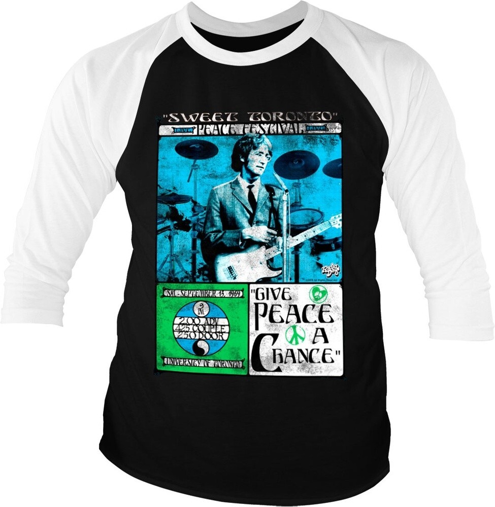 The Beatles John Lennon Toronto Peace Festival Baseball 3/4 Sleeve Tee T-Shirt W