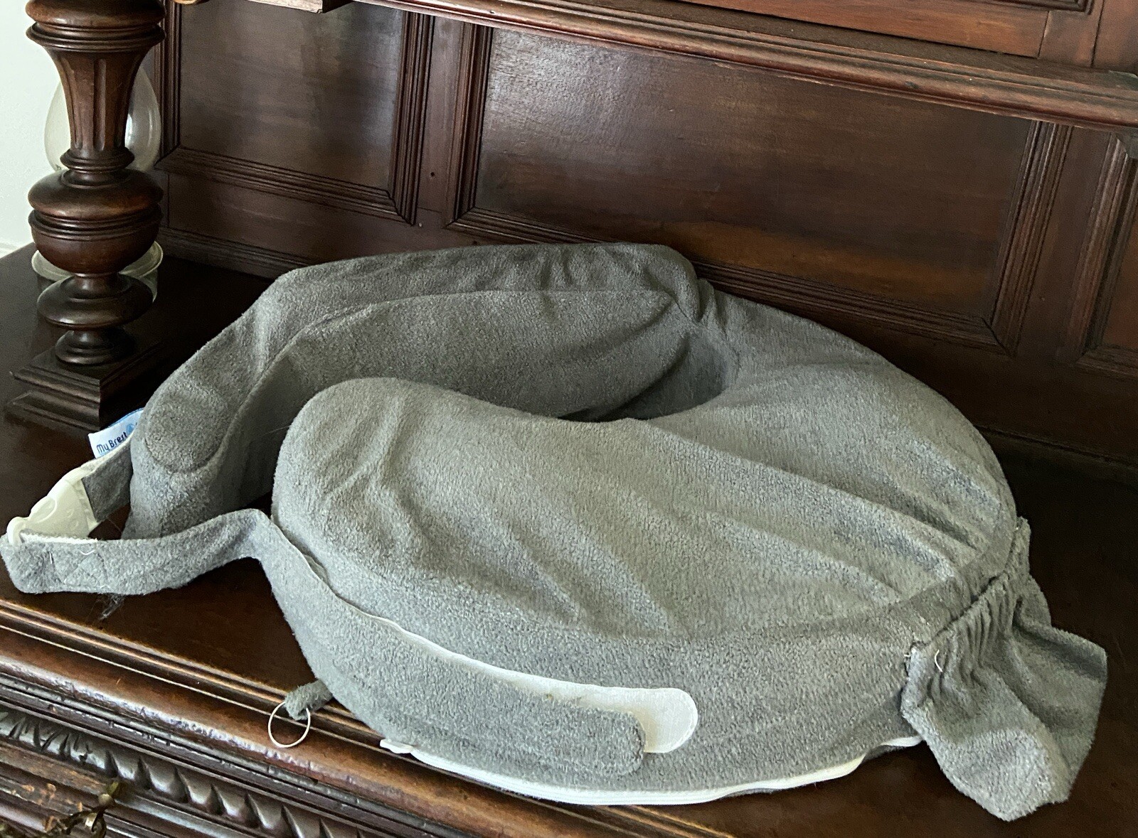 MY BREST FRIEND Deluxe Gray Nursing Pillow For BREASTFEEDING BABY Lumbar Support-image