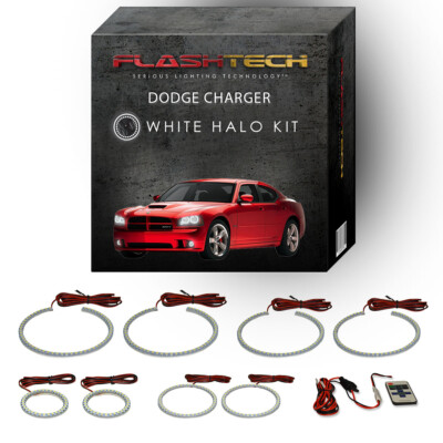 White LED Halo kit & RF Remote for 05-10 Dodge Charger Headlight & Fog Lights