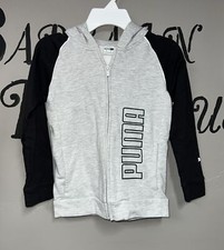 Boys Puma Full Zip Hoodie Size 7 Black Gray