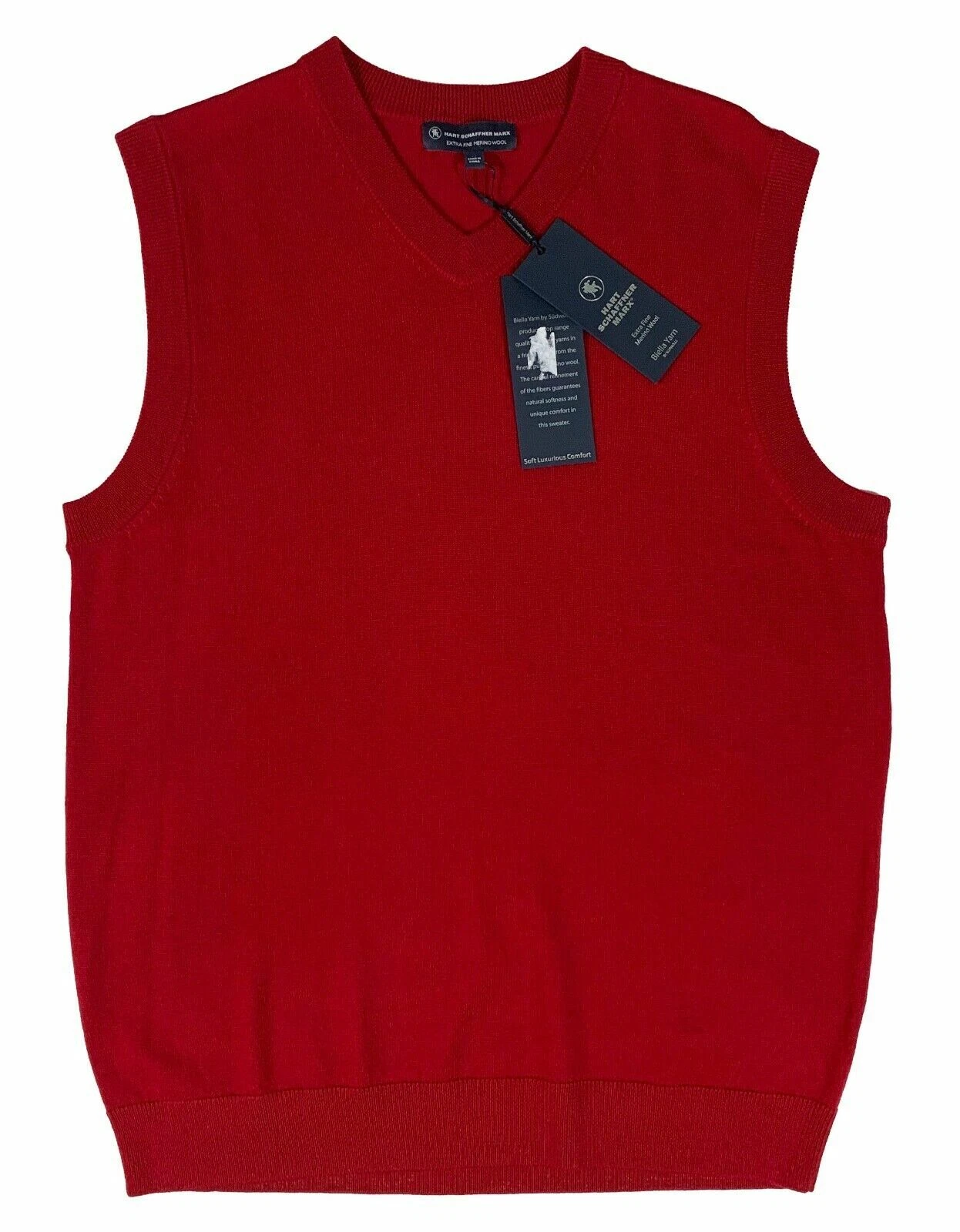 HART SCHAFFNER MARX Red Merino Wool Sweater Vest,Men's Red [2XB]