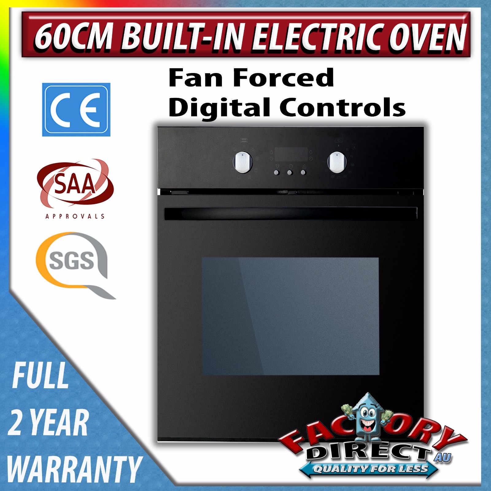 Deluxe 60cm Kitchen Appliance Package Electric Digital Oven Gas Stove