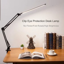 LED Desk Lamp Adjustable Swing Arm Lamp Eye-Caring Reading Desk Light with Clamp