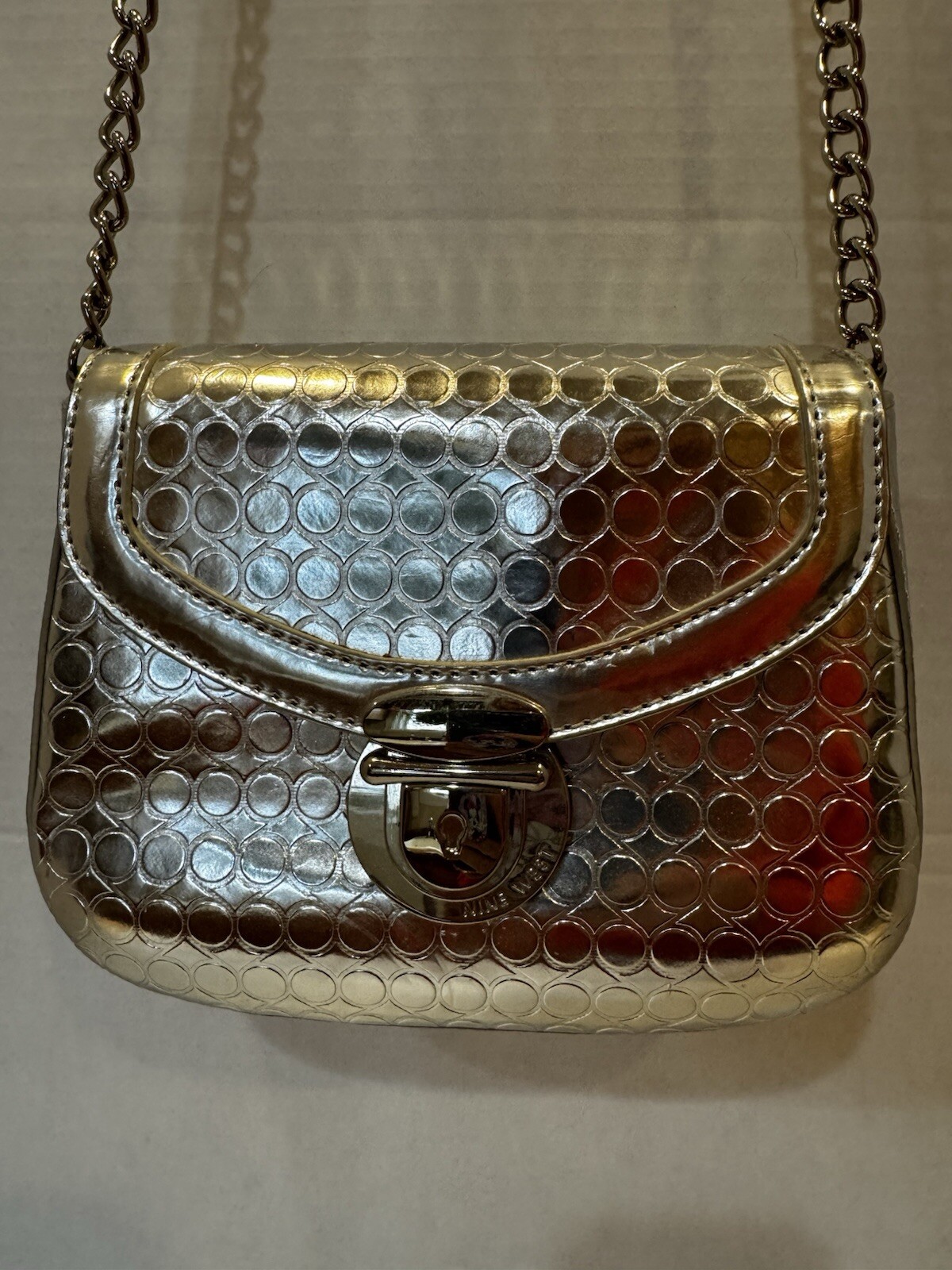 Nine West Silver Mirrored Crossbody Flap Purse 7.5x5.5