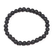 Natural Lava Rock Smooth Round Gemstone Beaded Energy Handmade Bracelets 6-8''