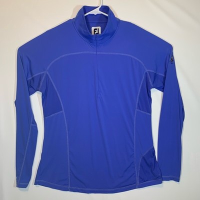FootJoy Womens 1/4 Zip Pullover Jacket Blue Mock Moisture Wicking UV Protect L | eBay