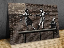 Banksy Couple Dancing mounted canvas print art ready to hang