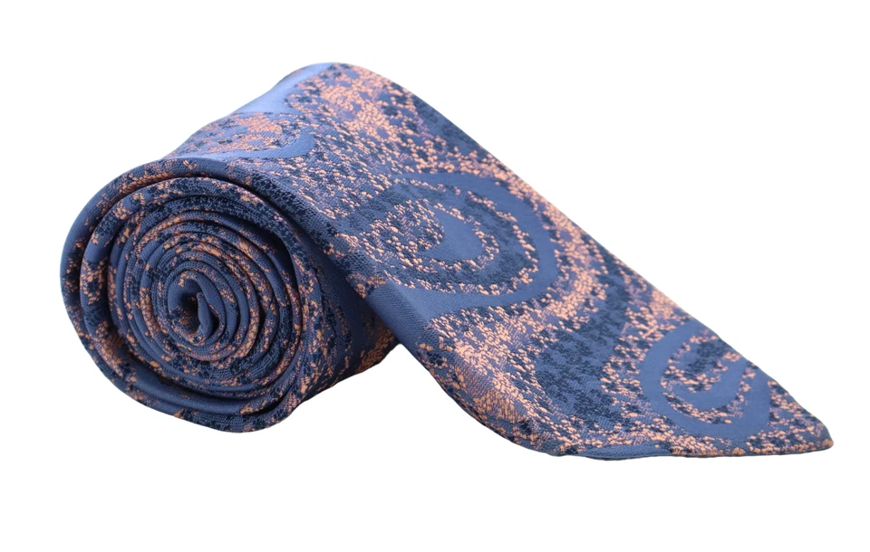 Corbata COMMODORE Trevira para hombre 140 X 9 CM vintage bordada estampada azul Foto 2 de 4