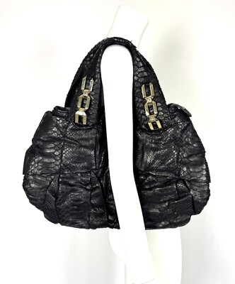 F/W 2009 Gianfranco Ferre ''Bauletto'' Large Black Python Hobo Handbag Bag