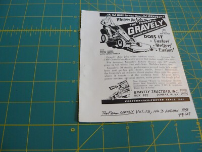 THE FARM QRTLY- AUTUMN 1958-ad- GRAVELY Most Versatile small tractor/ Dunbar WVA
