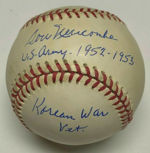 Don Newcombe Signed Baseball NLB "US Army 1952-53 Korean War Vet" JSA Witnessed - Picture 4 of 7
