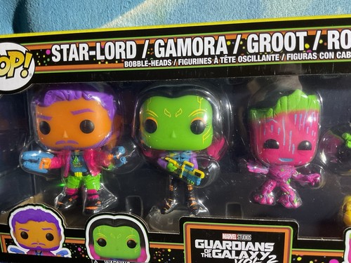 FUNKO POP GUARDIANS OF THE GALAXY VOL.2 Black Light 4 Figure Bobble-Head Set MIB - Picture 4 of 12