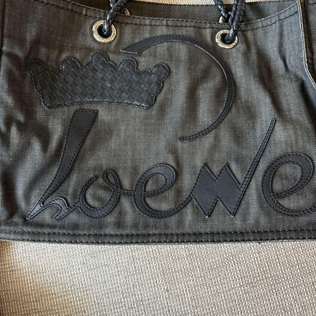 LOEWE Shopper Tote Bag Crown Denim Shoulder Bag Used from