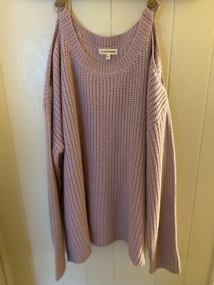 Blushing Heart Oversized Sweater Purple Chunky Knit Womens Large
