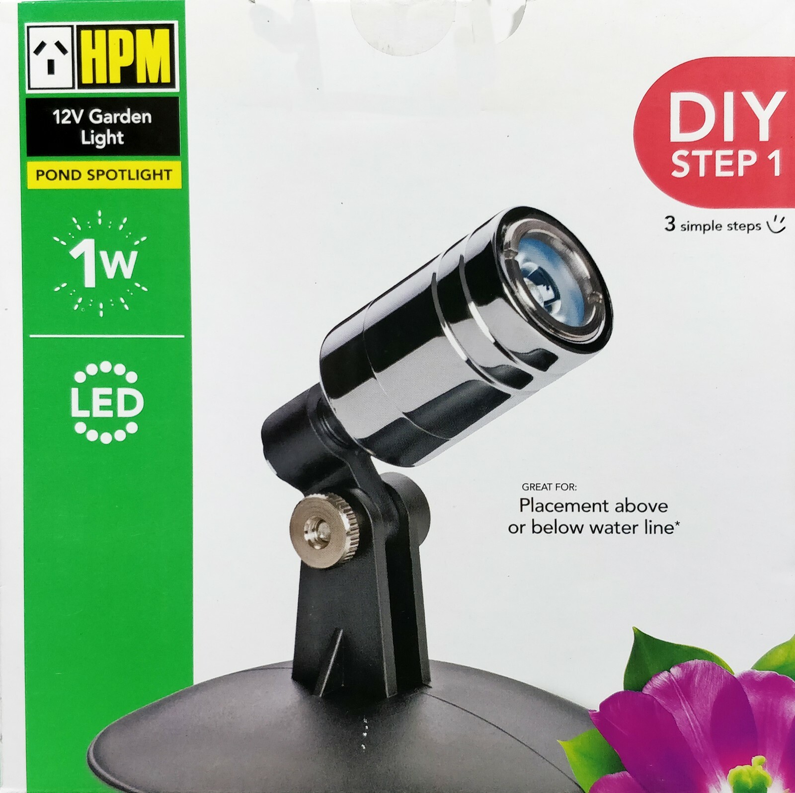 4 x HPM 12V LED Garden Pond Lights Spotlights 1W Warm White IP68