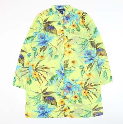Susan Graver Damen gelb Blumen Polyestermischung Shirtkleid Größe M