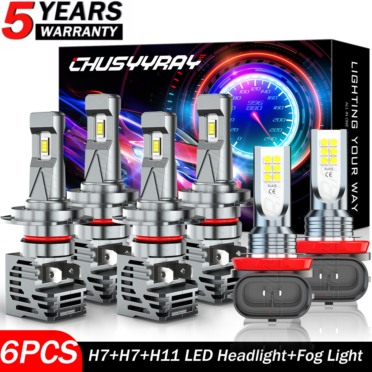 6x H7+H7+H11 LED Combo Headlights Fog Light Bulbs For BMW 323i 335i 340i xDrive