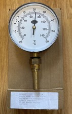 BRANNAN DIRECT MOUNTING 100MM DIAL BOTTOM ENTRY THERMOMETER 20/60C & F 1/2" BSP