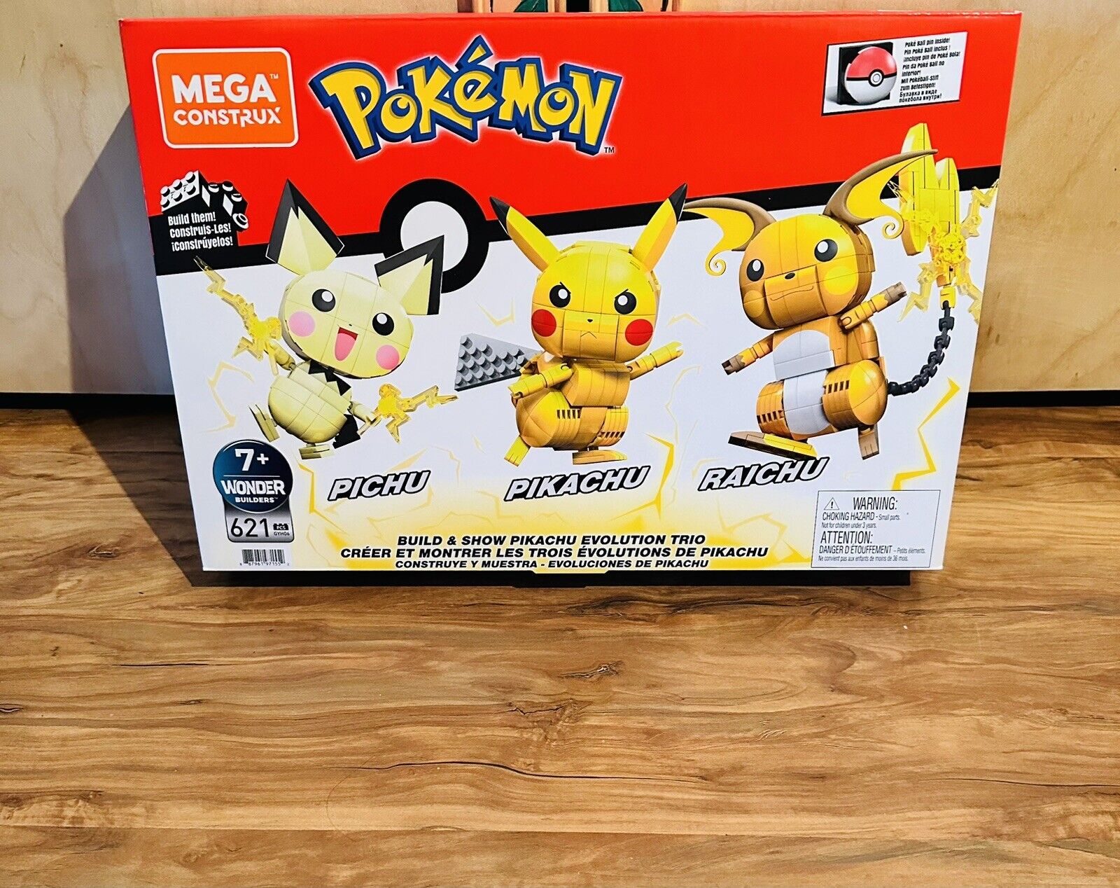 MEGA Pokemon Build & Show Pikachu Evolution Trio Construction Set, Building  Toys for Kids