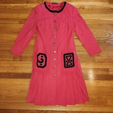 Vintage 80  s 90  s louis Feraud Coat Dress Red Sz 10 Lighweight Wool