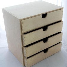 1 x Plain Wooden Cupboard Chest Shelf With Drawers Storage A4 Unit (PD44)