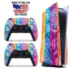 PS5 Disc Version Console  Controller Vinyl Skin Decal Wrap - Tie Dye