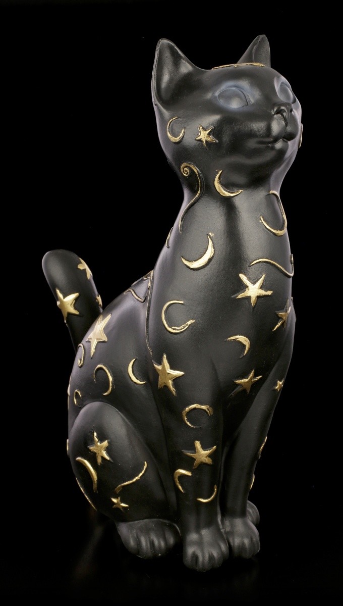 Gatos Figura Con Luna Y Estrellas - Felis - Fantasía Gatitos Magia Dekostatue