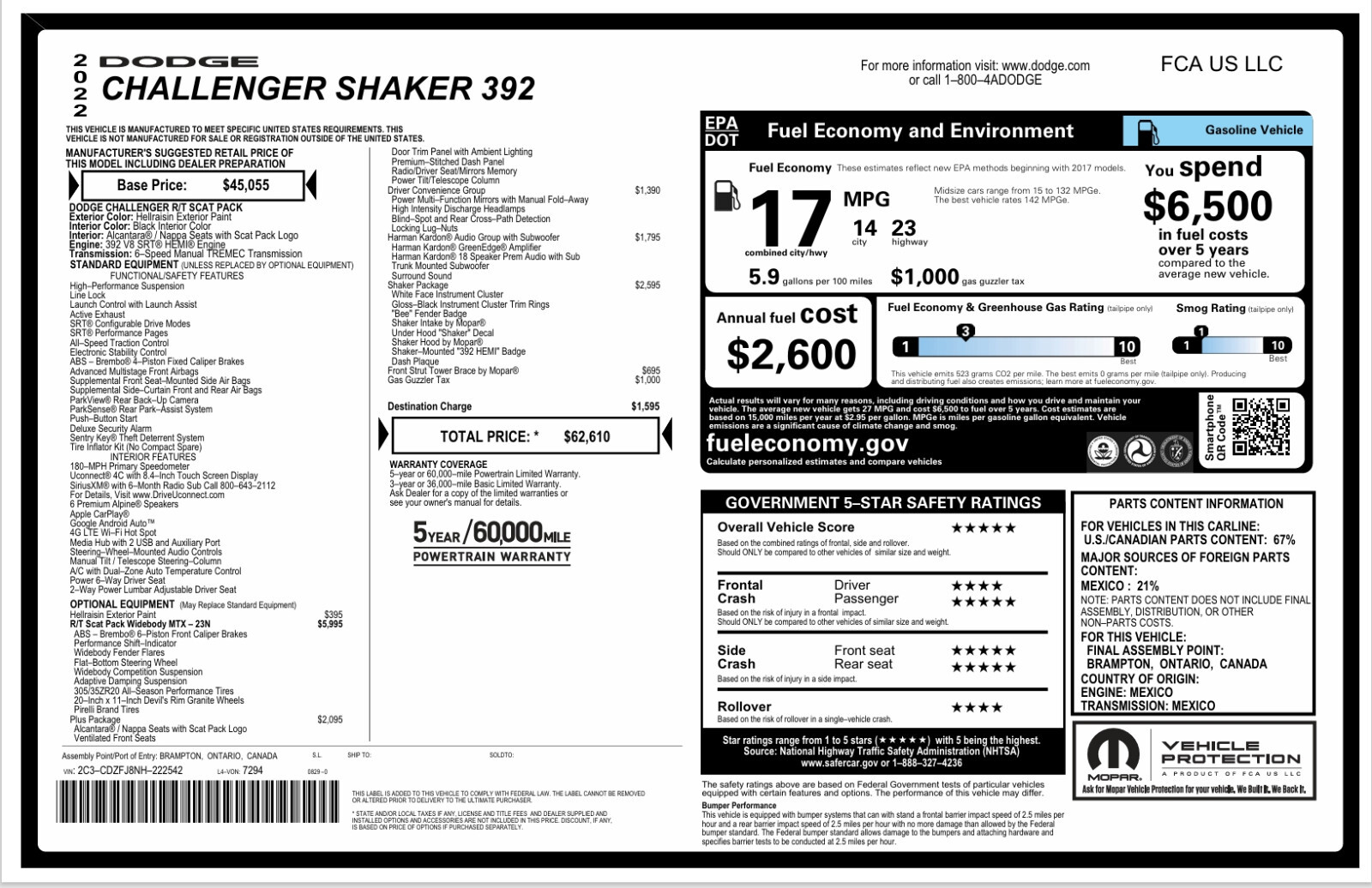 Original Car Dealer Monroney Label / Window Sticker | PDF, JPG Format