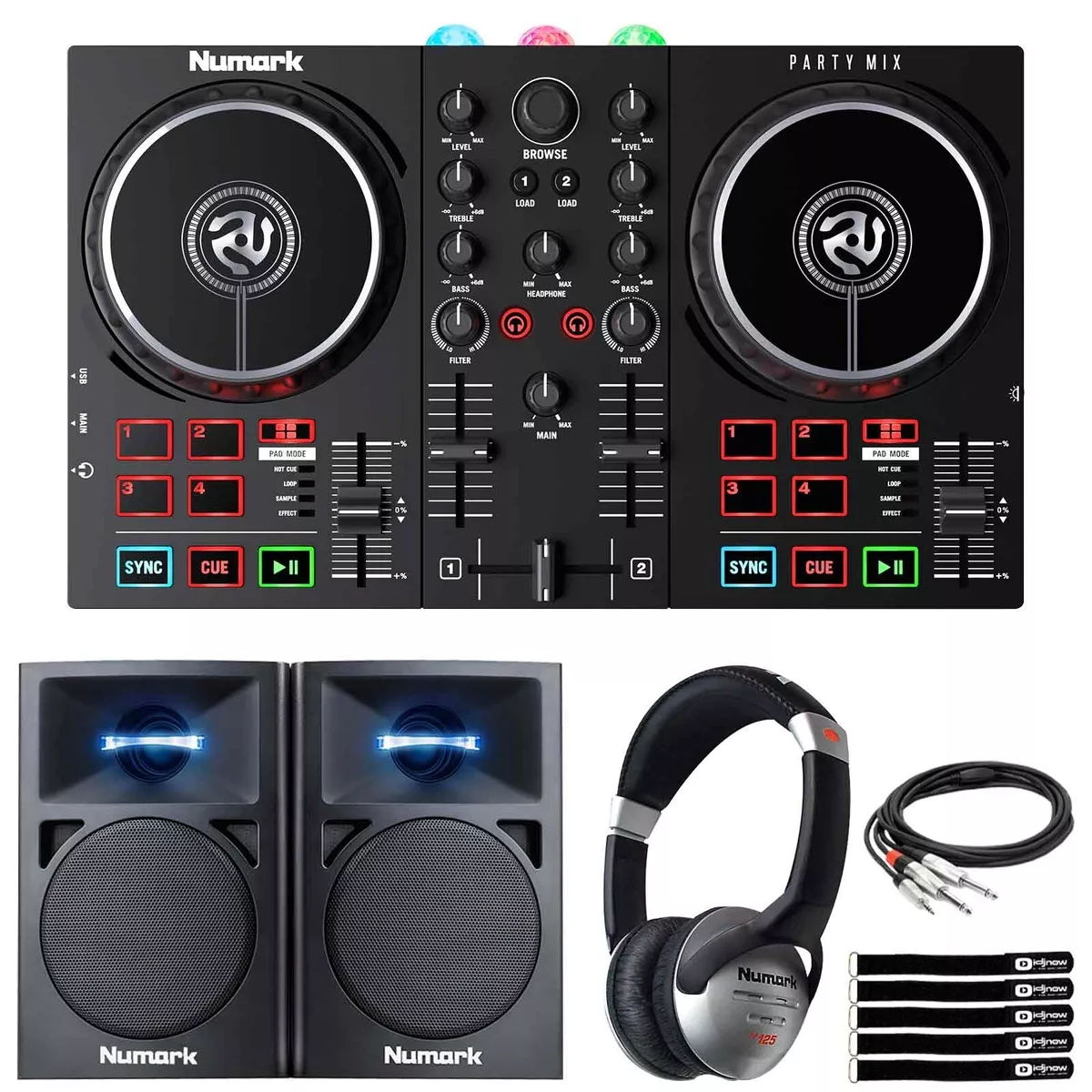 Numark Party Mix II DJ Controller with Lightshow + Speakers &