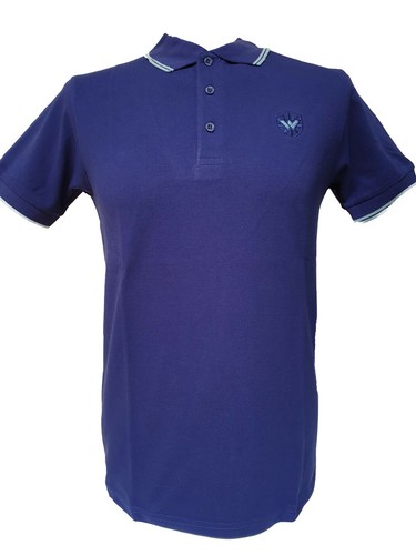 Warrior UK England Pique Polo Shirt Cobalt Blue Slim Fit Skinhead Mod Punk Shirt  - Picture 1 of 11