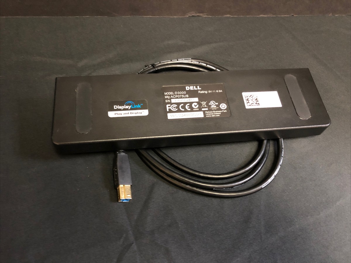 Genuine Dell D3000 DisplayLink SuperSpeed USB 3.0 Docking Station