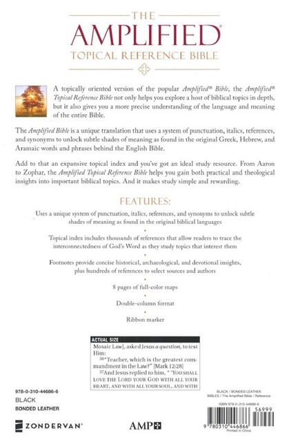 Amplified Topical Reference Bible By Zondervan Staff 18 Bonded Leather Special For Sale Online Ebay