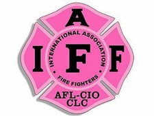 IAFF AFL-CIO CLC FIRE MALTESE HELMET PINK 4" CAR STICKER DECAL MADE IN USA